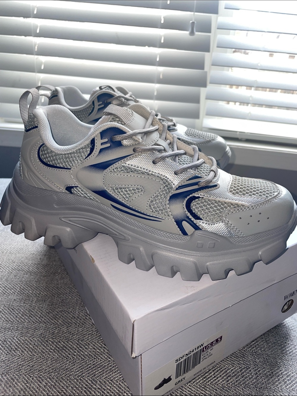 Dream Pairs Women's Chunky Athletic Sneakers in Gray and Blue
